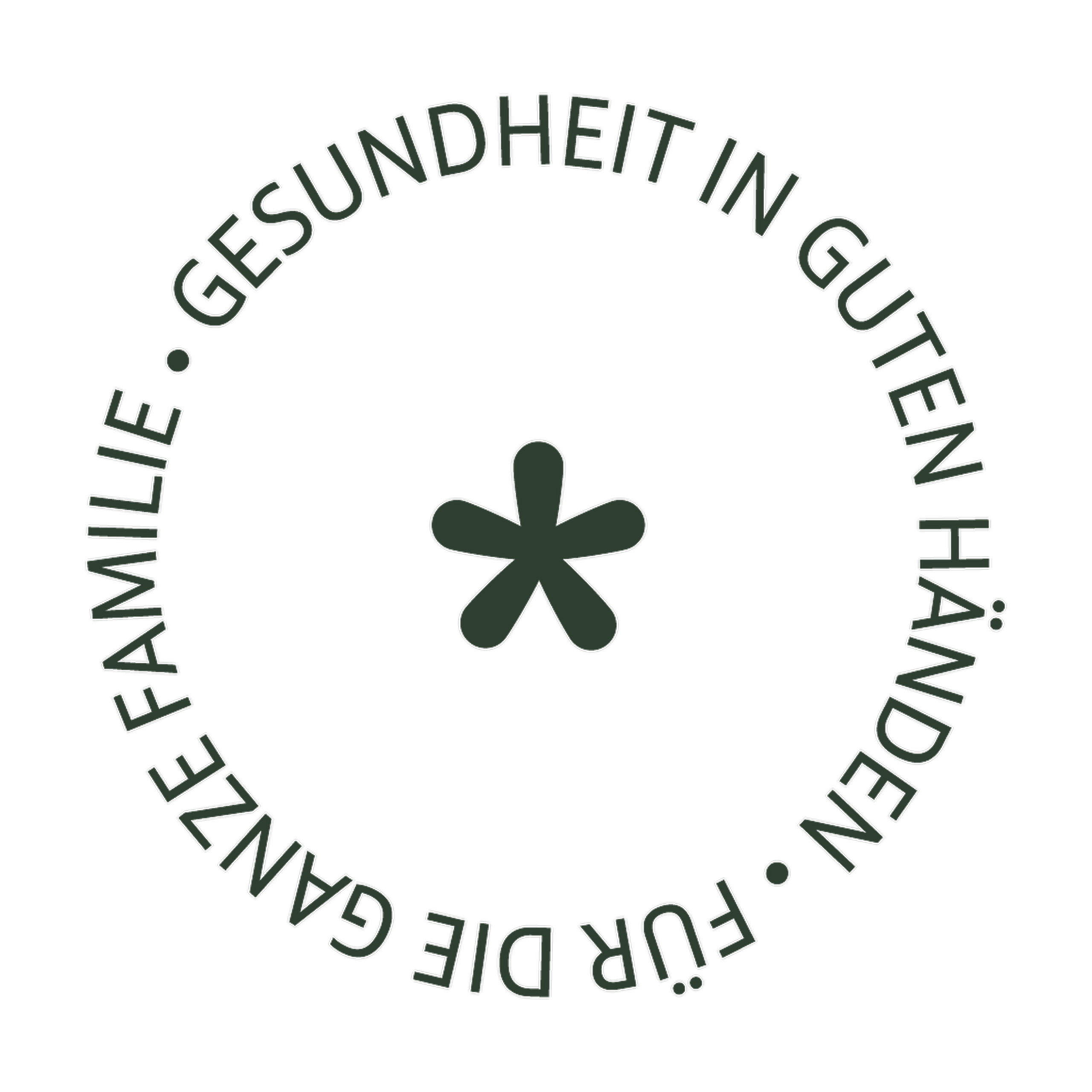 Signet der Familienpraxis Memmingerberg mit der Schrift: Gesundheit in guten Händen für die ganze Familie